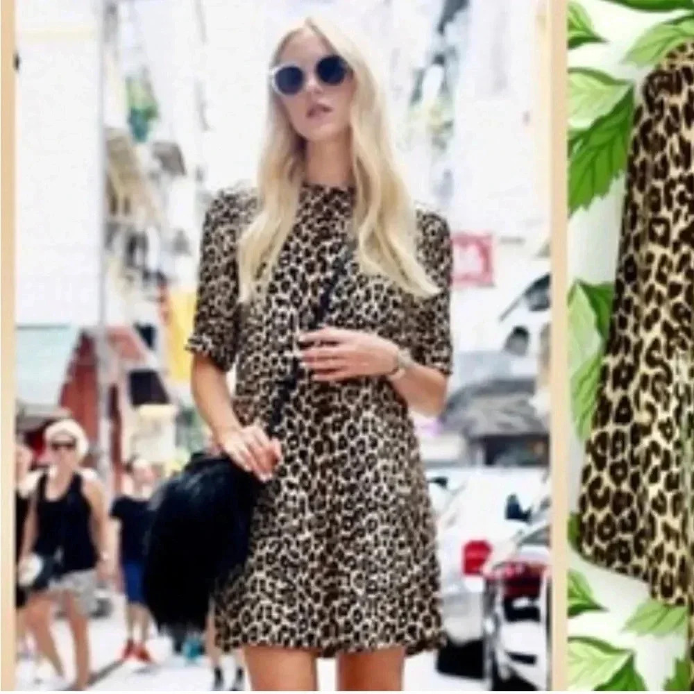 EQUIPMENT FEMME NEW Aubrey Leopard Print Silk Shift Dress XS - Picture 1 of 13